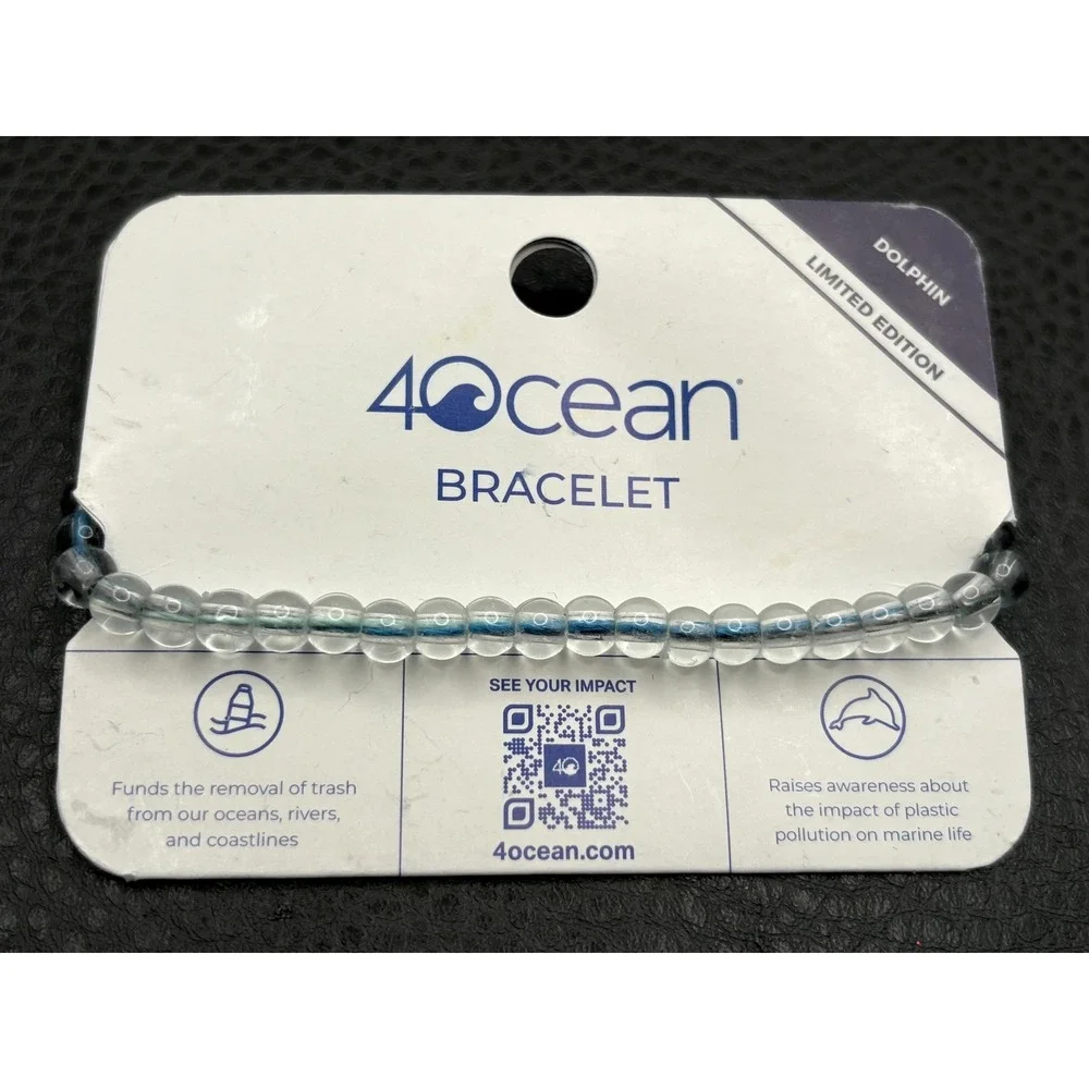 4ocean Dolphin Limited Edition Beaded Bracelet Recycled Ocean Plastic Blue